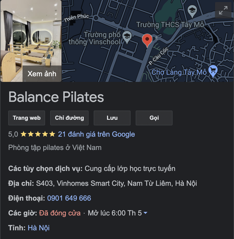 Phòng tập Pilates được nhiều người biết đến nhất Vinhomes Smart City – Tây Mỗ